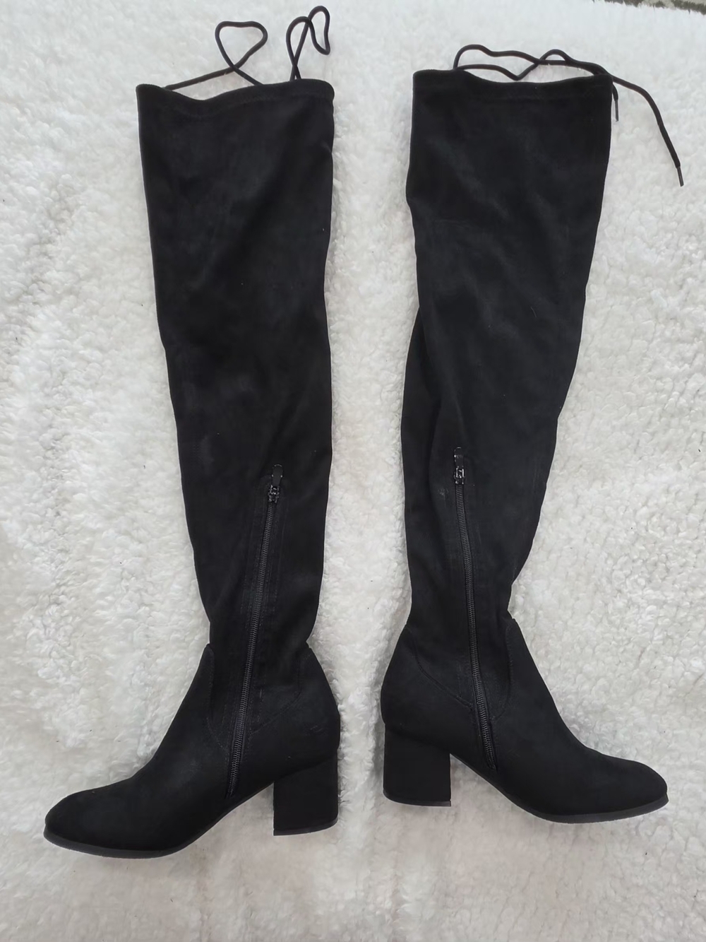 Dream Pairs Black Over-The-Knee Block Heel Boots